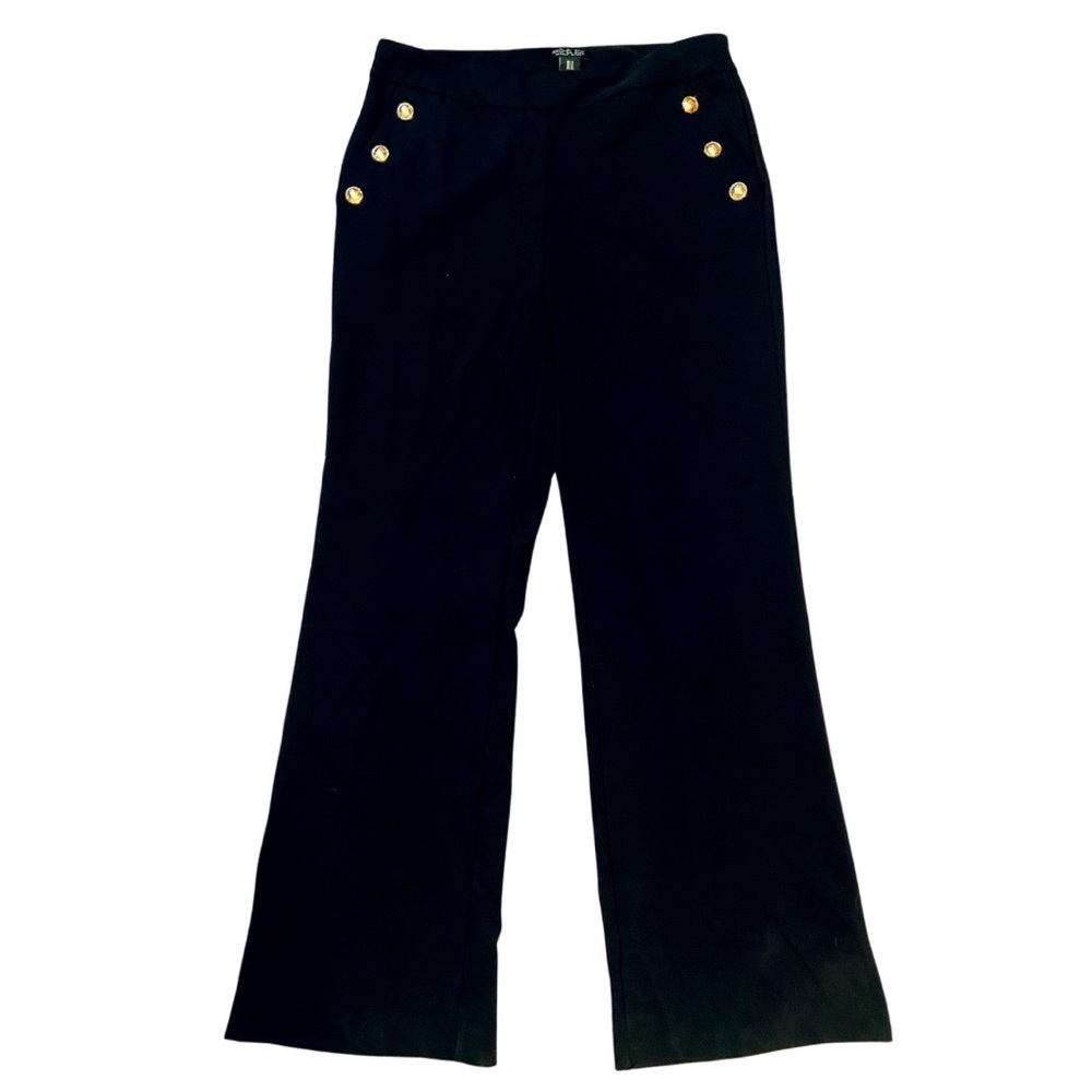 RACHEL ZOE - black wide leg trouser pants with gold buttons Size 8
